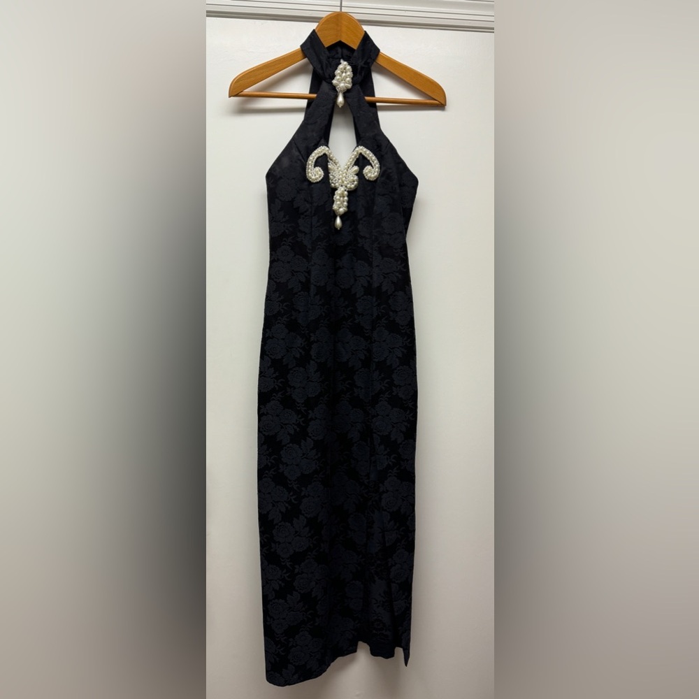 Gunne Sax Jessica McClintock Vintage 80s Black Choker Prom Dress sz 5/6